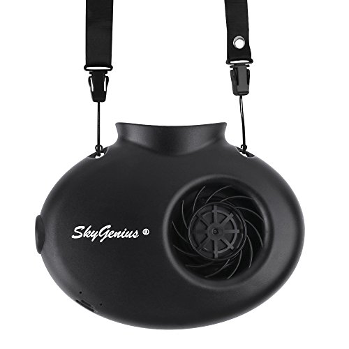 SkyGenius Battery Operated Necklace Fan, Mini Portable USB Rechargeable Fan for Personal Cooling