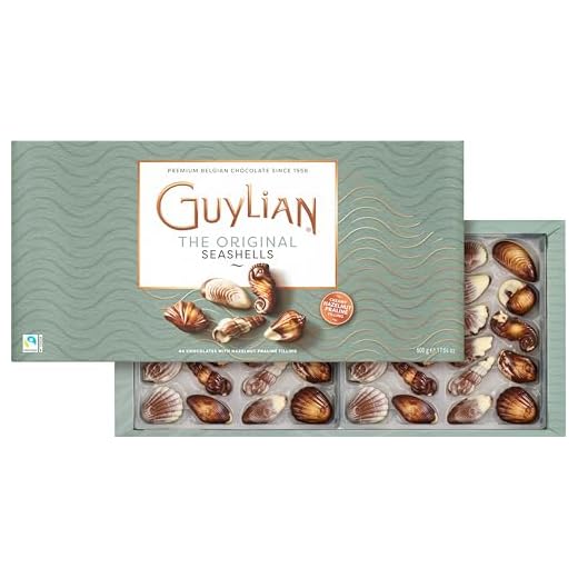 Guylian Meeresfrüchte Pralinen 500g – Original Premium Belgische Pralinen mit Nuss-Nougat Füllung und Marmorierung aus Zartbitter-, Vollmilch- und weißer Schokolade (1 x 500g)