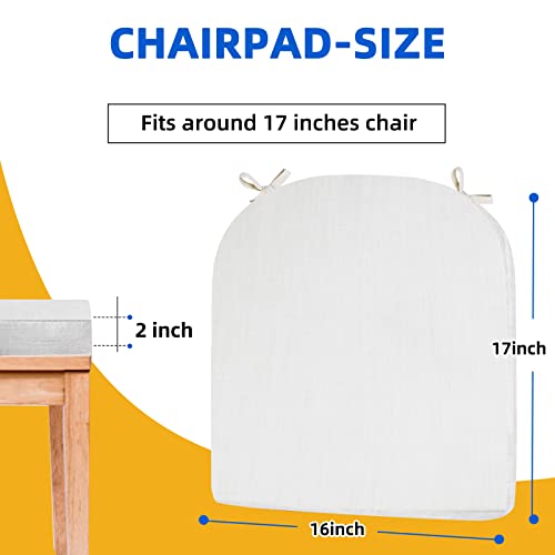 Seclato Chair Cushions For Dining Chairs, 17 X 16 X 2 Inches Seat Cushions For Kitchen Chairs With Ties And Washable Cover, Chair Pads For Dining Chairs, Kitchen Chair Cushions Set Of 4 - White #TOP4