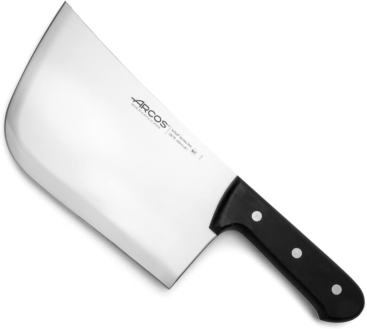 Arcos Cleaver Knife Butcher Knife - Nitrum Stainless Steel 8" Blade - Polypropylene Handle - Silver - Color Identification System - Heavy Duty & Hygienic - Series 2900 - Black Color