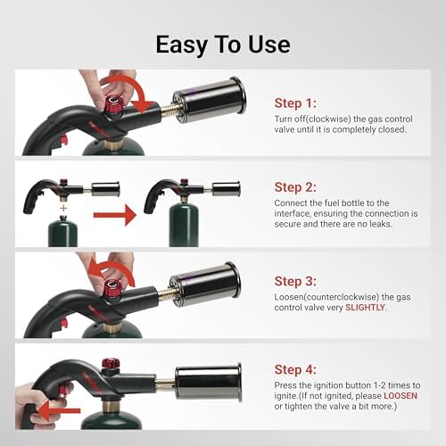 ThermoMaven Propane Torch Gun, Adjustable Cooking Torch Lighter, Black — view 6