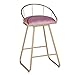GUOOk Moda solidna metalowa rama stołek barowy z różowym tapicerowanym siedziskiem - wysokość pubu - nowoczesne złote nogi stołki barowe krzesła do jadalni