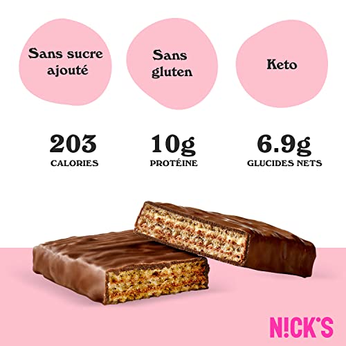 NICKS Barre protéinée Sans Sucres Ajoutés, Gaufrettes proteinées, Biscuits Sans Sucres Ajoutés Lowcarb, Sans Gluten | 25% de protéines | 203 calories | Vanille, 40 g X 24 – Image 3