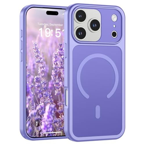 Image of SUPFINE Magnetic for iPhone 17 Pro Max Case Purple | (Compatible with MagSafe)(Military Grade Drop Protection)(Camera Protection)Translucent Matte Phone Cover