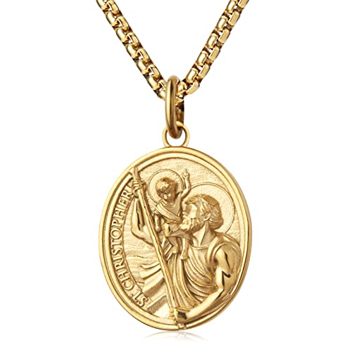 St Saint Christopher Michael Medal Pendant Necklace Jewelry for Men Women 60cm
