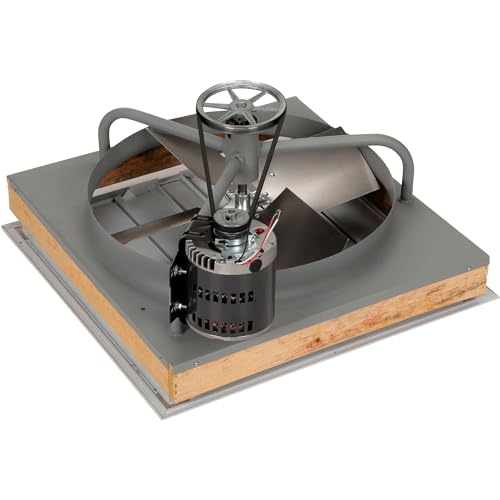 TPI BD242WHS 24” Whole House Fan Belt Drive — Wall Ventilation Exhaust Fan w/Shutter for Commercial, Greenhouse, Shop — 1/3 Hp Motor, 4.8-5.7 Amps