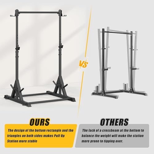 Image of Jusgym Squat Rack with Pull Up Bar, Heavy Duty 600LBS Weight Capacity Squat Rack for Home Gym, Adjustable Multi-Functional Power Racks Strength Training Fitness Equipment