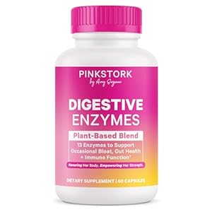 Pink Stork Digestive Enzymes for Women | Supports Digestion, Gut Health, Bloating Relief, Metabolism + Nutrient Absorption | GLP-1 Support | Vegan | 13 Enzymes + Amla Supplement | 60 Capsules
