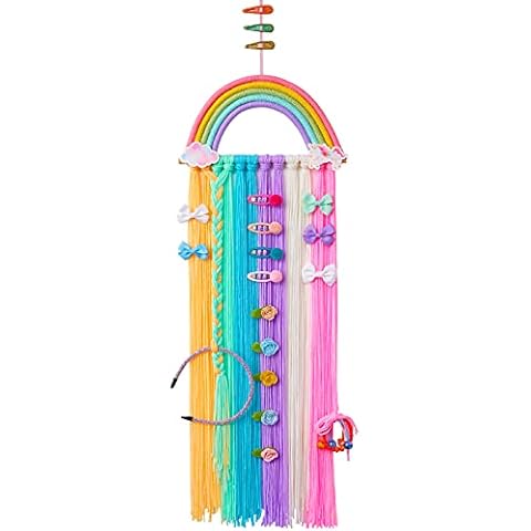 Basumee Unicorn Hair Clip Holder Rainbow Headband Organizer for Girls Wall Hanging Decor and Baby Hair Bow Holder,Multi-colored Cover