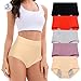 Womens Cotton Underwear High Waisted Panties for Women Pack Tummy Control Full Coverage Fashion Ladies Briefs(Brief-5 Pack Grey,L)