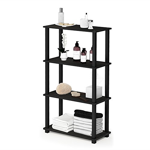 Furinno Turn-N-Tube 4-Tier Multipurpose Shelf Display Rack, Square Tube, Espresso/Black