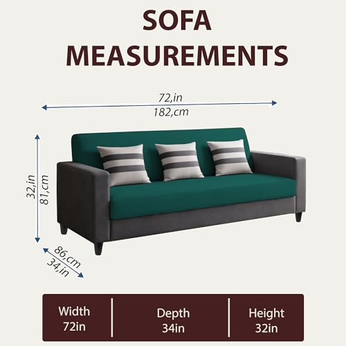 Image of Casaliving Amara 3 Seater Sofa Set for Living Room (Black Pine Colour Fabric) Premium Fabric Sofa