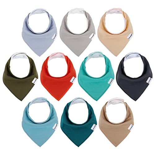 Image of Baby Bibs for Boys & Girls,Baby Bandana Drool Bibs for Teething and Drooling,Super Absorbent Cotton Baby Drool Bibs,10 Pack Solid Colors Bib Set