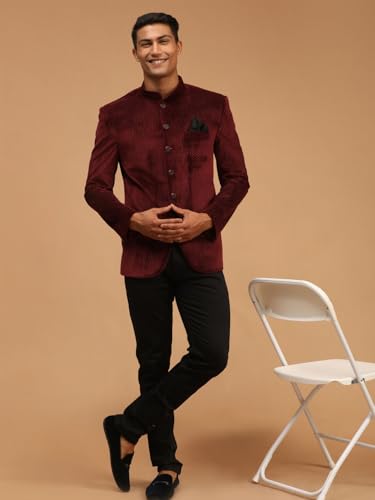 Image of VASTRAMAY Men's Velvet Jodhpuri | Velvet Polka Dot Jodhpuri Coat. The Threads of The Fabric Is Woven Tightly And Has A Long Lasting Sheen, This Jodhpuri Is Deservingly Called Prince Coat.