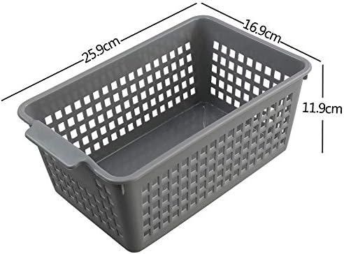 Ordate Small Multifunction Plastic Desktop Storage Baskets, Gray