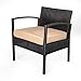 Barton 3 Pieces Bistro Chair Set w/Glass Table Black Outdoor Patio Furniture Wicker Rattan Modern Conversation Chat Seating