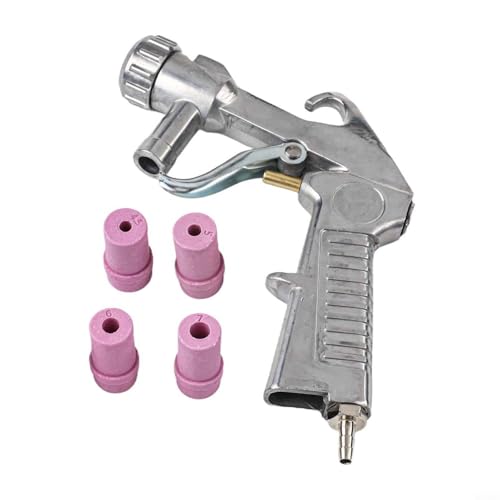 Chorro de arena neumático con 4 boquillas, herramienta de chorro de arena de mano de alta presión, empuñadura de pistola de aluminio fundido, mango ergonómico, sistema de alimentación de sifón para