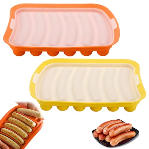 Wurstform Silikon, 2 Stück DIY Wurst Form, DIY Hot Dog-Form, Hot Dog Silikonform mit Deckel, Wurstform für Selbstgemachte Hot Dogs, Fleisch Wurstform, für Kochen Home DIY Küche
