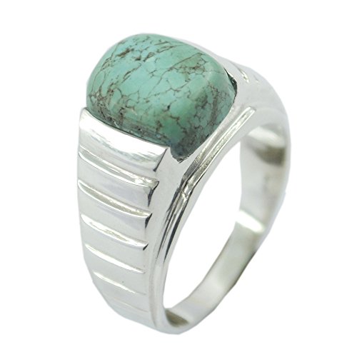 Véritable Bague Turquoise Argent Sterling Forme Coussin Multi Taille