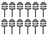 12 Pack Malibu 8301-9202-12 Metal, 3 Tier Pathway Pagoda Lights, 7 watts, Landscape Lighting with Black Finish
