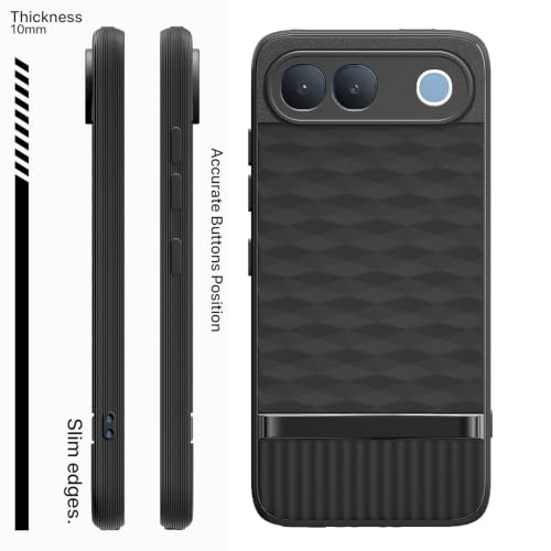 Image of Pikkme Back Cover for Vivo S2 5G Camera Protection 3D Hexa Cube Design Silicone Protective Bumper Case (Black)