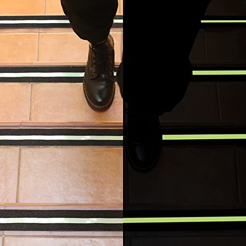 Fita de tração antiderrapante de 5 cm x 4,5 m com faixa verde escura que brilha, fricção, adesivo ab