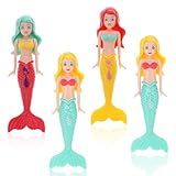Thinp 4 Pcs Mermaid Bath Toy,Pool Toys Diving Mermaids Swimming Toys Mermaids Underwater Swimming Pool Toys Underwater Pool Training Toys for Kids