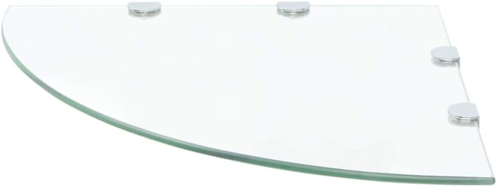 Corner Shelf Set of 2, Clear Tempered Safety Glass, 17.7x17.7 Inch Triangular Floating Wall Shelves for Bathroom, Kitchen, Living Room Decor