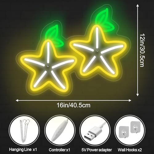 Image of Paopu Fruit Neon Sign, Kingdom Hearts Paopu Fruit Decor, Game Room LED Light, Home Wall Decor, Birthday Gift for Kids, 16 inchx12 inch