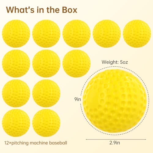 Joyibay 12Pcs Pitching Machine Baseballs, 9In Dimpled Practice Softballs, Training Baseballs For Hand-Eye Coordination, Sports Balls For Hitting And Fielding Practice #TOP4