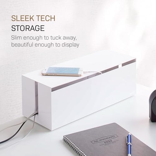 Yamazaki Home Cable Management Box – Cord Organizer Box with Lid, Minimalist Cable Storage for Office, ABS Plastic - image 5