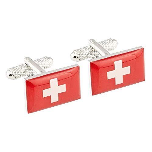 The Cufflink Store Gemelli con Bandiera Svizzera
