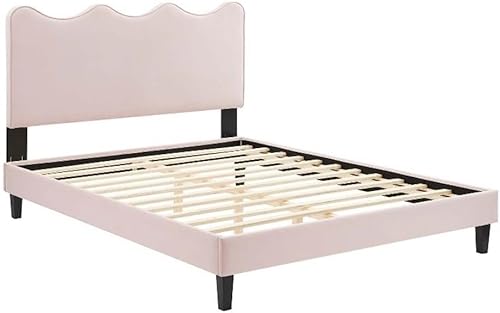 Modway Current Modern Performance Velvet Queen - Cama con plataforma en color rosa