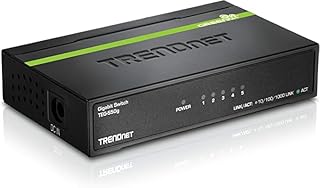 TRENDnet 5-Port Unmanaged Gigabit GREENnet Desktop Metal Switch, TEG-S50g,Ethernet Splitter, Ethernet/Network Switch, 5 x Gigabit Ports, Fanless, 10 Gbps Switching Fabric, Black