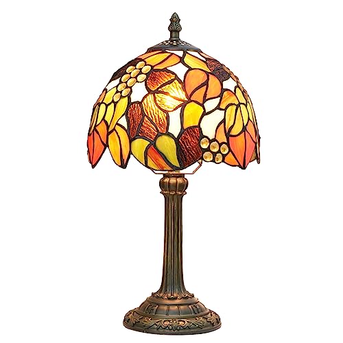 Lampe de table Tiffany en verre teinté orange raisin chambre à coucher lecture lampe de bureau pour bureau dortoir bar décorer style rétro unique mignon décor...