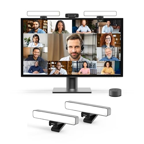 HumanCentric Premium Video Conference Lighting for Video Calls, HighBeam Pro Light for Zoom Meetings and Streaming, Upgrade Monitor Ring Light with LED Webcam Light, Dual Video Conference Light