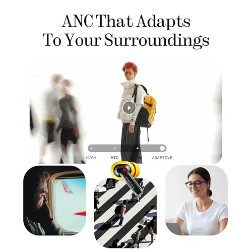 Image of Nothing Ear (a) Wireless Earbuds, 45dB Hybrid Noise Cancelling Earbuds, Hi-Res Audio, Advanced Equaliser, Dual Connect, 6 Mics, 42.5H Playtime Ear Buds Wireless Bluetooth, Yellow