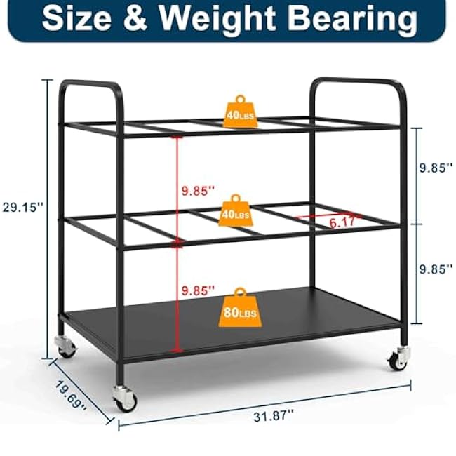 Yoga Mat Rack Storage Cart Basket Home Gym Storage Organizer Rack Equipment Weight Rack for Yoga Block, Foam Roller, Resistance Band, Dumbbell, Kettlebell (Black)