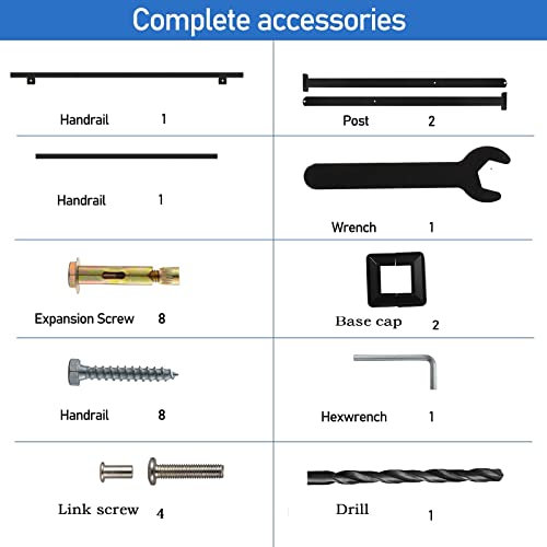 Outdoor Stair Railing,Black Handrails For Outdoor Steps 5 Step Handrail Fits 1 To 5 Steps Transitional Handrail With Stair Railing Kit (5 Step) #TOP6