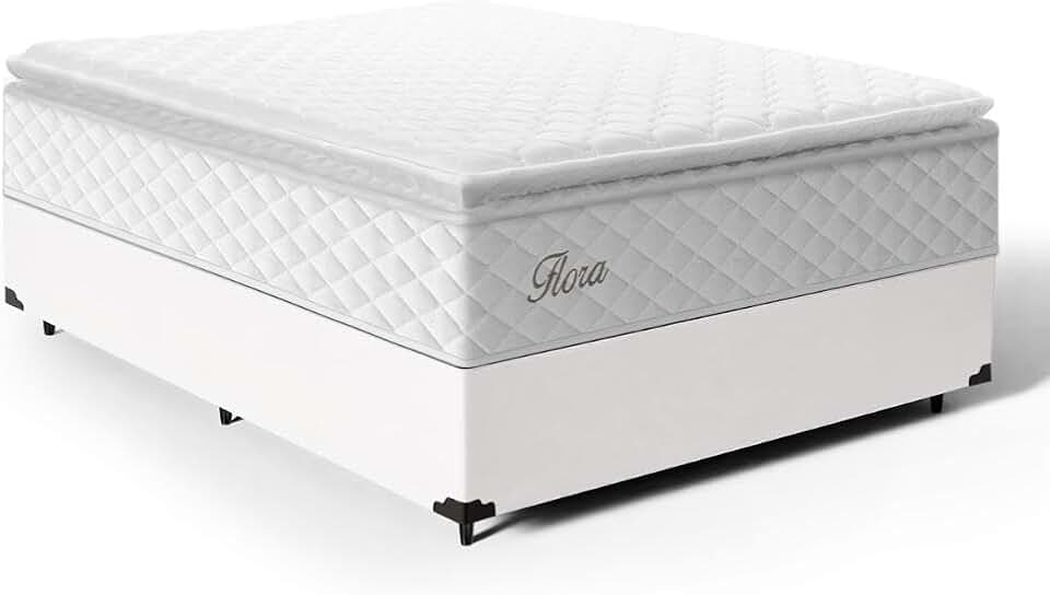 Cama Box com Colchão de Molas Ensacadas Pillow Top Flora (Casal)