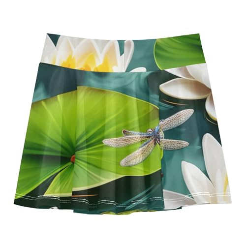 Joisal Athletic Shorts for Girls Skorts White Water Lilies Green Kids Tennis Skirts Children Girl Skort 3t2