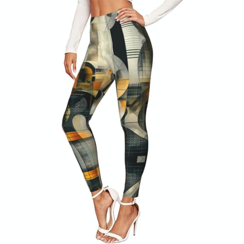 Leggings de compresión cómodos con estampado geométrico moderno de mujer