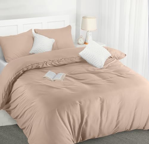 Image of Utopia Bedding King Size Duvet Cover - Soft Microfibre Polyester Duvet Cover Set with Pillow Cases - Bedding Quilt Cover Set (Beige)