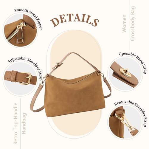 Bolso Tote de gamuza marrón para mujer miniatura 4