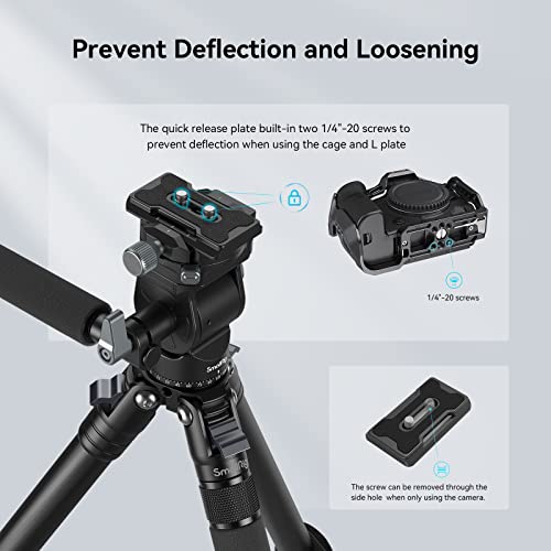 Image of SmallRig Video Head for Vertical /Horizontal Shooting, Tripod Pan Tilt Fluid Head with Telescopic Handle and Switchable QR Plate for Arca, Max Load 5kg / 11Ibs for Camcorder, Mirrorless, DSLR - 4104