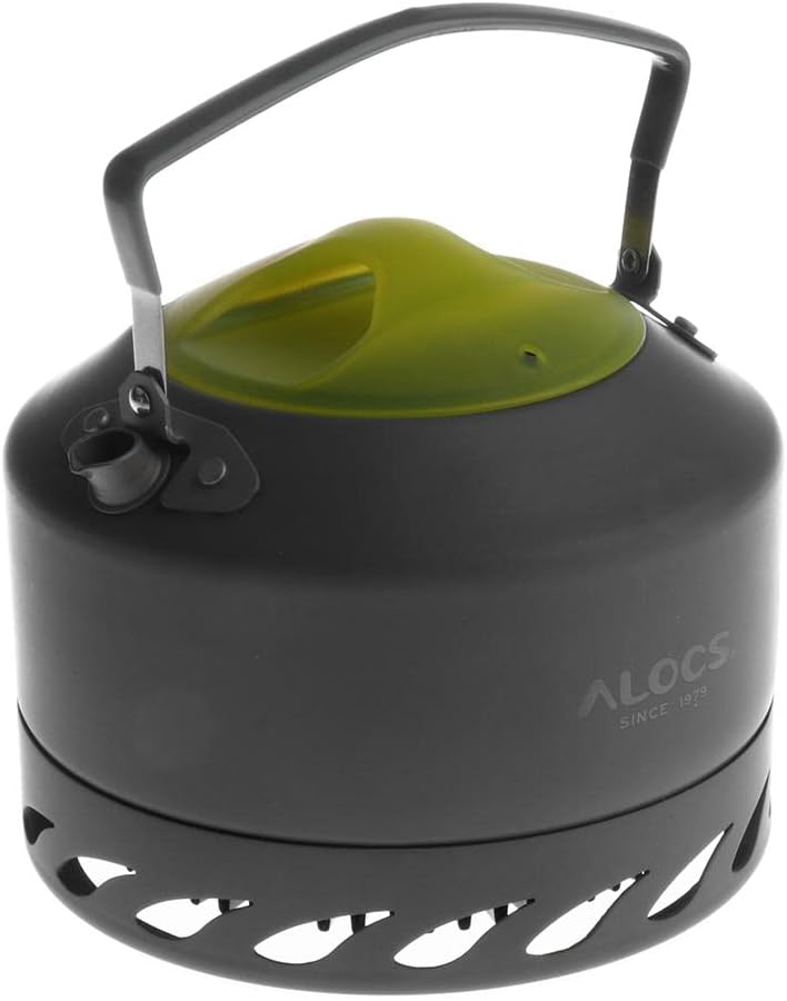 0.9L Portable Aluminium Outdoor Camping Picnic Water Kettle Tea Pot Cookware - Energy Efficient Weight Design for Backpacking Hiking - Stainless Steel Whistle Cup Included
