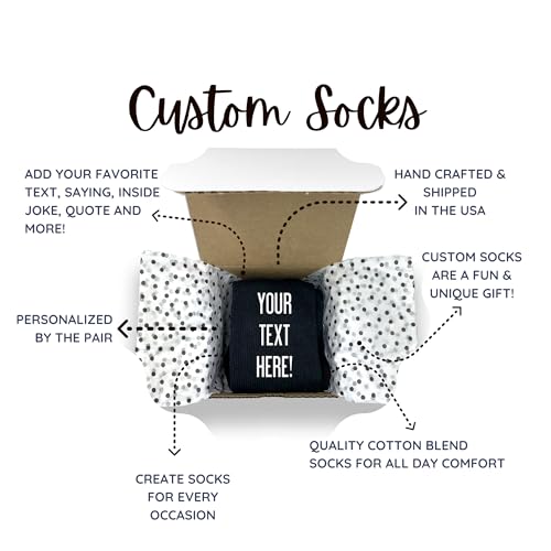 Custom Printed Personalized Socks - Men & Women Crew Socks with Text4
