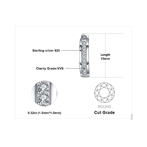 JewelryPalace Eternity Cubic Zirconia Huggie Hoop Earrings For Women, 14K White Yellow Rose Gold Plated 925 Sterling Silver Earrings for Her, CZ Jewelry Sets2