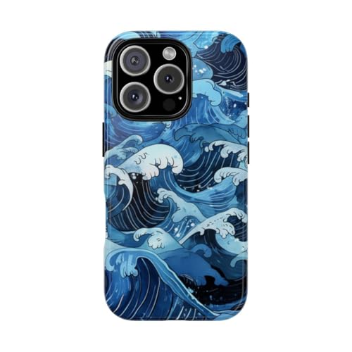 Coque iPhone 16 Pro motif vague océan japonais style urbain chic