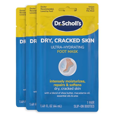 Dr. Scholl's Dry, Cracked Skin, Ultra Hydrating Foot Mask, 3 Pairs Moisturizing Socks: Intensely...